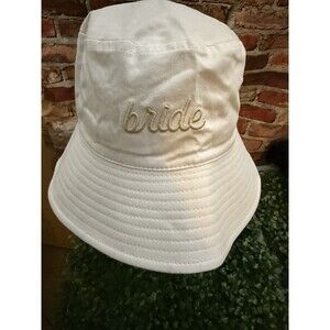 White “Bride” Embroidered Bucket Hat